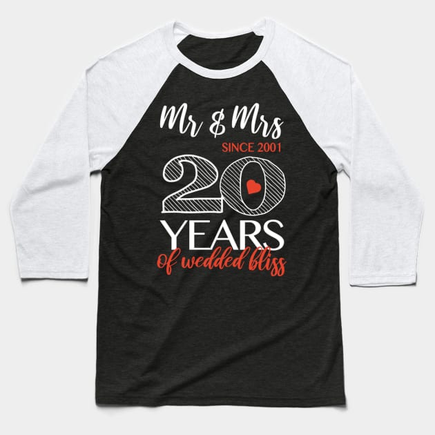 Romc Mr Mrs Since 2001 20Th Wedding Anniversary Baseball T-Shirt by SnugFarm